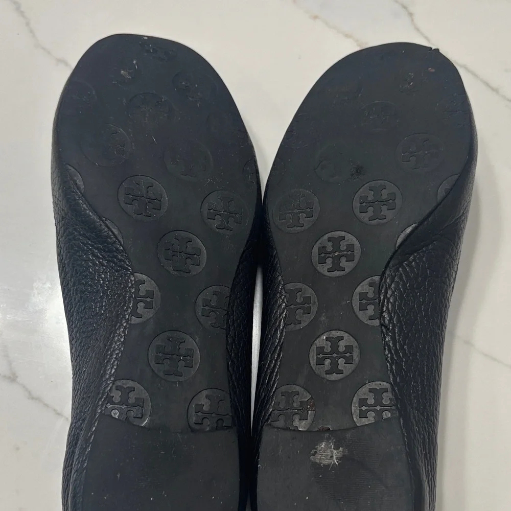 Tory Burch Black Textured Flats